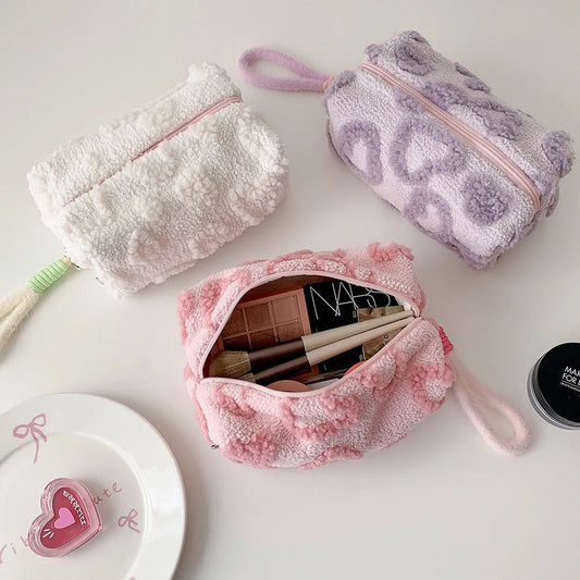 SHIREEN Plush Travel Cosmetic Bag – Large Capacity Makeup & Toiletry Organizer
